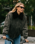 Patina Leather Bomber Jacket