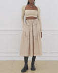 Pull On Poplin Midi Skirt