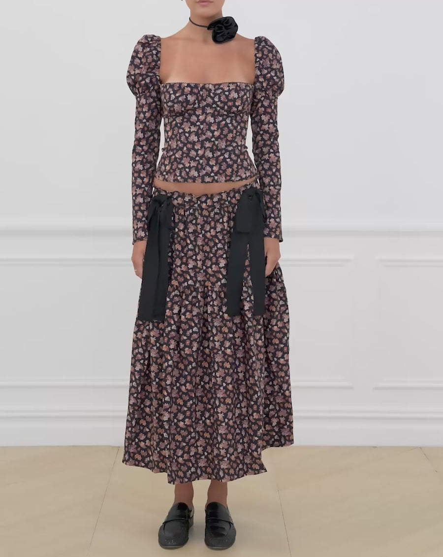 Pull On Poplin Baby Floral Midi Skirt